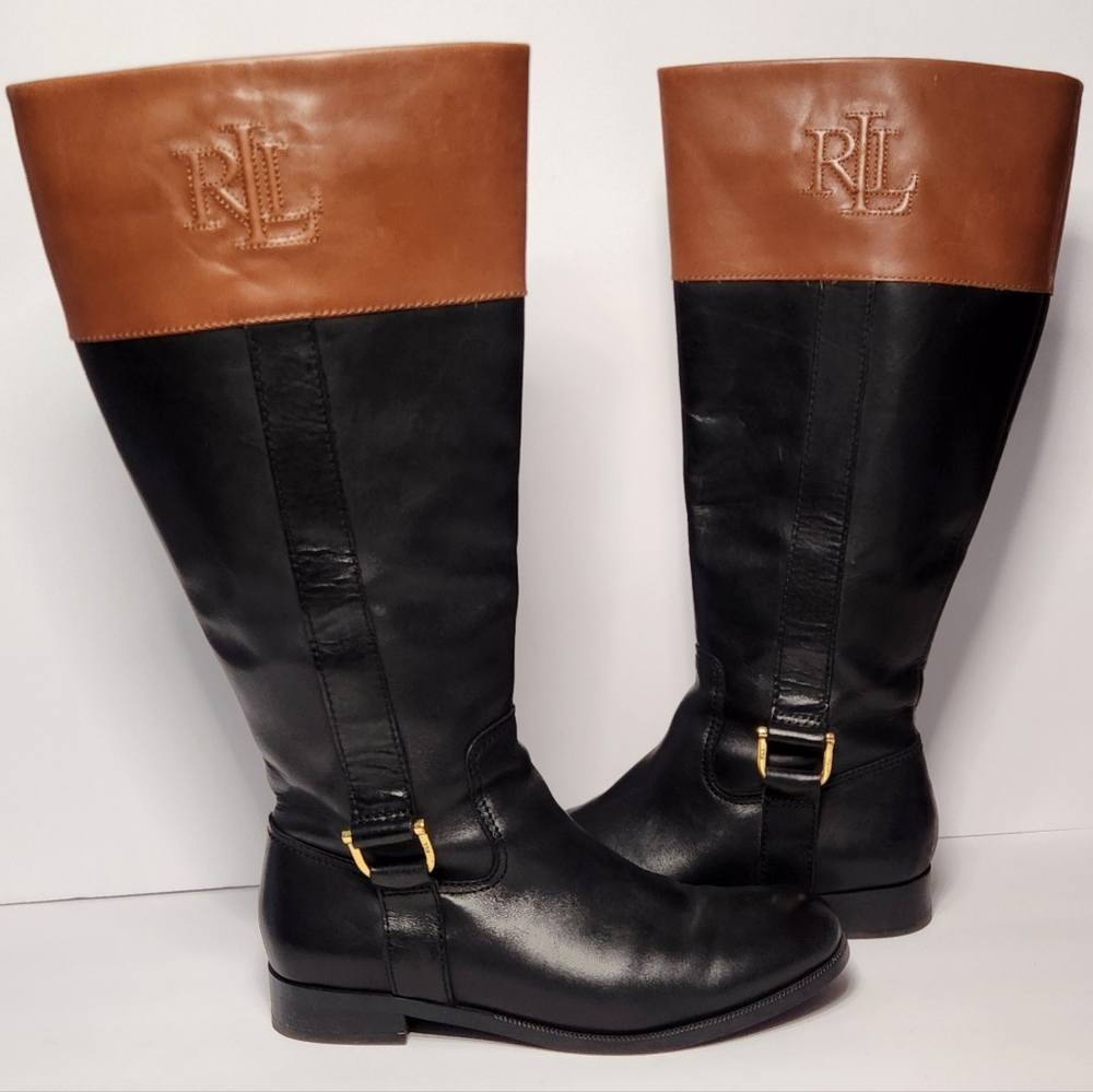Lauren Ralph Lauren Bernadine Leather Riding Boots 6.5 California Cowgirl